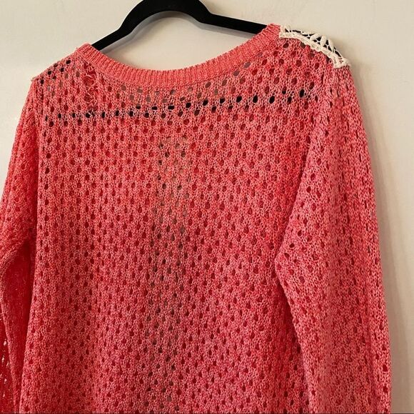 Hinge-Pink/Cream Mixed Knit Pullover Sweater - Picture 3 of 10